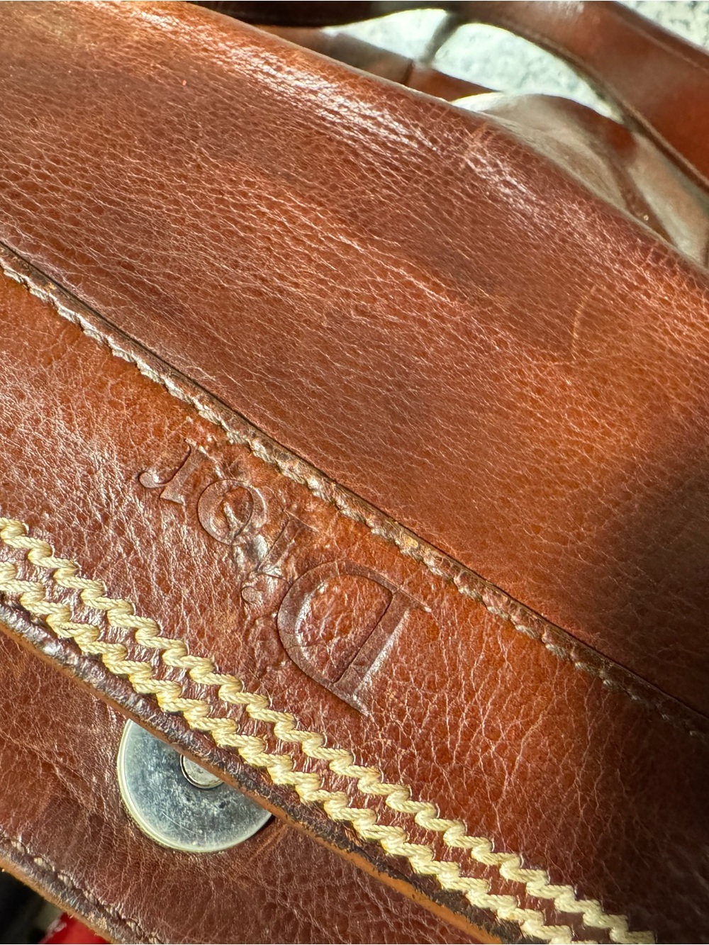 Dior Brown Leather Tote with Floral Embroidery - Picture 9 of 12